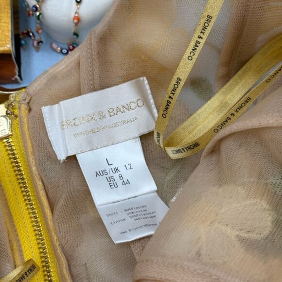 🆕 BRONX & BANCO 🧿 NWOT Jasmine Maraya Structured Mini Dress, Yellow, Sz L US 8 - Picture 16 of 16